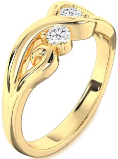 Diamond Gold Knot Round Two Stone Ring