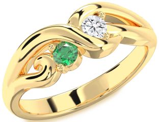 Gold Knot Round Two Stone Promise Ring