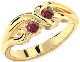 Emerald Gold Knot Round Two Stone Birthstone Ring