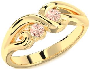 Emerald Gold Knot Round Two Stone Birthstone Ring