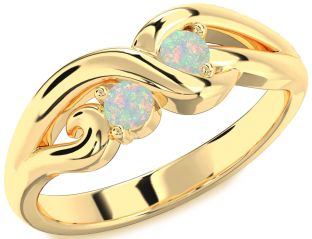 Emerald Gold Knot Round Two Stone Birthstone Ring