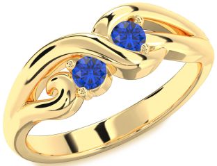 Emerald Gold Knot Round Two Stone Birthstone Ring