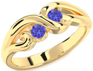 Emerald Gold Knot Round Two Stone Birthstone Ring