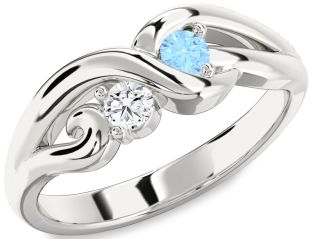 Silver Knot Round Two Stone Promise Ring