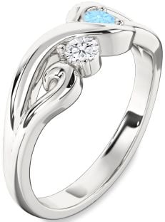 Platinum Knot Round Two Stone Promise Ring