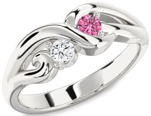 Silver Knot Round Two Stone Promise Ring