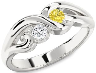 Silver Knot Round Two Stone Promise Ring