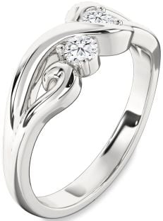 Diamond White Gold Knot Round Two Stone Ring