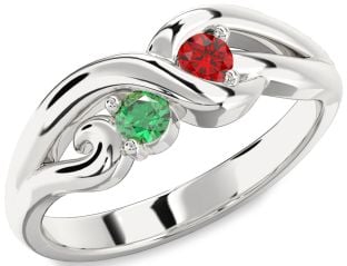 Silver Knot Round Two Stone Promise Ring