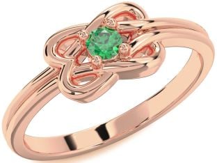 Emerald Rose Gold Knot Round Promise Ring