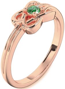 Emerald Rose Gold Knot Round Promise Ring