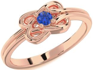 Blue Sapphire Rose Gold Knot Round Promise Ring