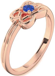 Blue Sapphire Rose Gold Knot Round Promise Ring