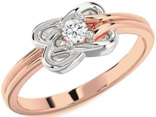 Diamond Platinum & Rose Gold Knot Round Promise Ring