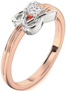 Diamond White Rose Gold Knot Round Promise Ring
