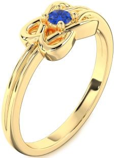 Blue Sapphire Gold Knot Round Promise Ring