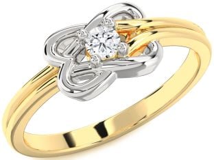 Diamond Platinum & Yellow Gold Knot Round Promise Ring