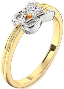 Diamond Platinum & Yellow Gold Knot Round Promise Ring