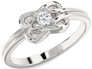 Diamond Platinum Knot Round Promise Ring