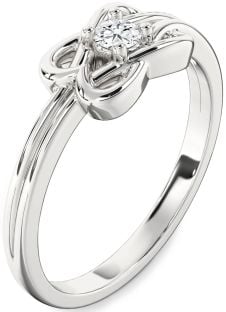 Diamond White Gold Knot Round Promise Ring