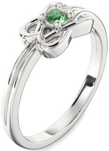 Emerald White Gold Knot Round Promise Ring