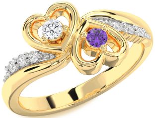 Diamond Gold Heart Two Stone Promise Ring