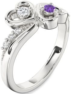 Diamond Platinum Heart Two Stone Promise Ring