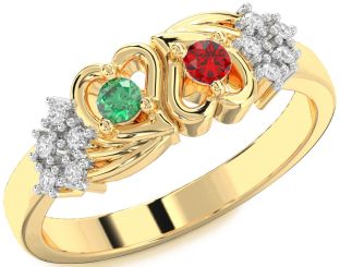 Diamond Gold Heart Two Stone Promise Ring