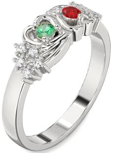 Diamond Platinum Heart Two Stone Promise Ring