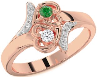 Diamond Rose Gold Heart Two Stone Promise Ring