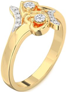 Diamond Gold Heart Two Stone Ring