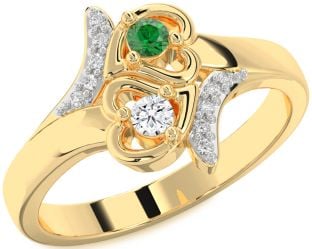 Diamond Gold Heart Two Stone Promise Ring