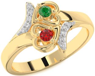 Diamond Gold Heart Two Stone Promise Ring