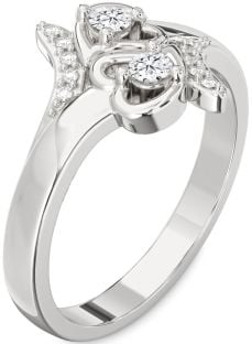 Diamond White Gold Heart Two Stone Ring