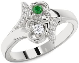 Diamond Platinum Heart Two Stone Promise Ring