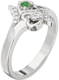 Diamond Platinum Heart Two Stone Promise Ring