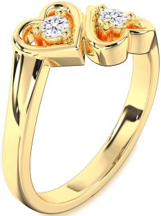 Diamond Gold Heart Two Stone Ring