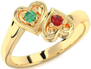 Gold Heart Two Stone Promise Ring