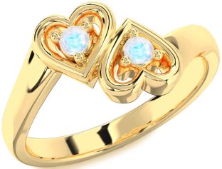 Moonstone Gold Heart Two Stone Ring