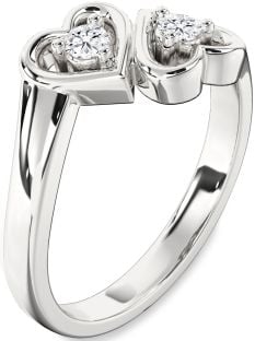 Diamond White Gold Heart Two Stone Ring