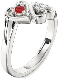 Platinum Heart Two Stone Promise Ring