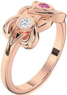 Rose Gold Heart Two Stone Promise Ring
