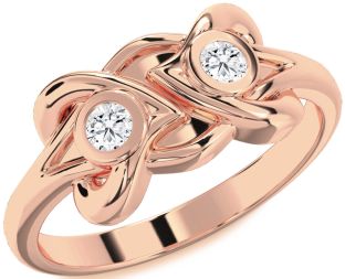 Diamond Rose Gold Heart Round Two Stone Ring