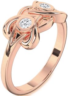 Diamond Rose Gold Heart Two Stone Ring