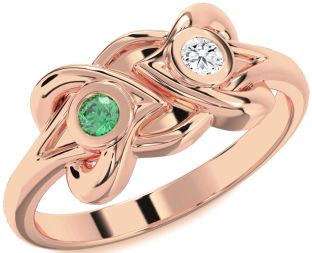Rose Gold Heart Two Stone Promise Ring