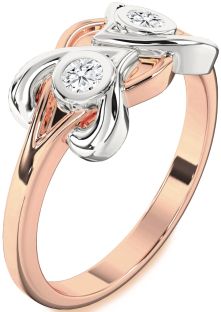 Diamond White Rose Gold Heart Two Stone Ring