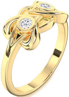 Diamond Gold Heart Two Stone Ring