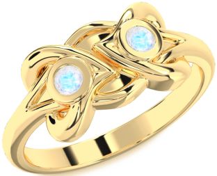Moonstone Gold Heart Two Stone Ring