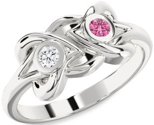 White Gold Heart Two Stone Promise Ring