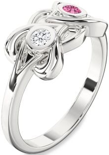 Platinum Heart Two Stone Promise Ring